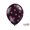 Balónky pastelové černé - růžové puntíky - 50 ks