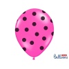 Balónky pastelové tmavě růžové - černé puntíky - 50 ks
